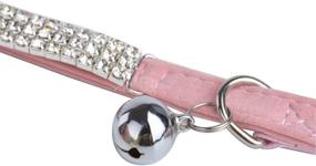 img 1 attached to Soft Velvet Safe Cat Bell Collar: Adjustable Mini Collar Bling Diamante with Bells, Quick Release Belt for Small Dogs and Cats - Pink