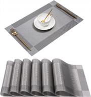 u'artlines placemat crossweave woven vinyl non-slip insulation placemat washable table mats set of 6 (6pcs placemats, gray) logo