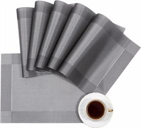 img 3 attached to U'Artlines Placemat Crossweave Woven Vinyl Non-Slip Insulation Placemat Washable Table Mats Set Of 6 (6Pcs Placemats, Gray)