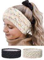 stay warm & cozy: camptrace winter ear warmer headband with fleece lining & cable knit design logo