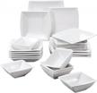 upgrade your dining experience with malacasa porcelain square dinnerware set - 24-piece ivory white dishes for service of 6, series blance logo