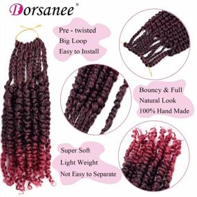 img 1 attached to Get A Bold Look With Dorsanee 8 Packs Of Burgundy Passion Twist Hair For Black Women - Pre-Twisted, Pre-Looped Crochet Braids In 10 Inch Bohemian Style Synthetic Braiding Hair Extension (TBug)