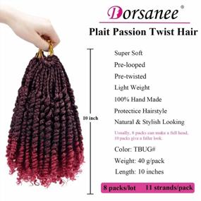 img 2 attached to Get A Bold Look With Dorsanee 8 Packs Of Burgundy Passion Twist Hair For Black Women - Pre-Twisted, Pre-Looped Crochet Braids In 10 Inch Bohemian Style Synthetic Braiding Hair Extension (TBug)