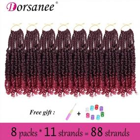 img 3 attached to Get A Bold Look With Dorsanee 8 Packs Of Burgundy Passion Twist Hair For Black Women - Pre-Twisted, Pre-Looped Crochet Braids In 10 Inch Bohemian Style Synthetic Braiding Hair Extension (TBug)