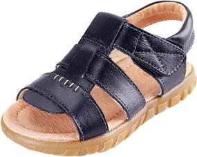 img 4 attached to WUIWUIYU Open Toe Sandals Outdoor Leather Boys' Shoes : Sandals