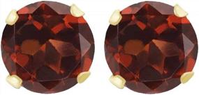 img 1 attached to 14K Yellow Gold Red Garnet Stud Earrings, 6MM