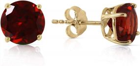 img 3 attached to 14K Yellow Gold Red Garnet Stud Earrings, 6MM