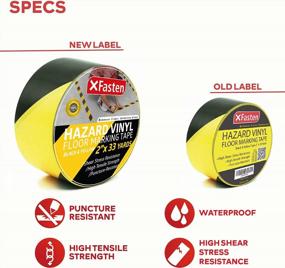 img 3 attached to XFasten Hazard Warning Safety Striped Tape, Black And Yellow, Waterproof, 2-Inch X 33-Yards, High Visibility Warehouse Caution Stripe Adhesive Rolls Barricade Tape For Walls, Stairs, Aisles, Floors