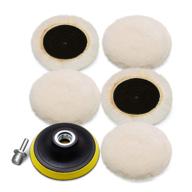 🚗 spta 7pcs wool cutting pad & buffing polishing pad set for car polisher - 3 inch (80mm) wool buffing wheel for drill lambs wool hook and loop - ideal for compound cutting & polishing логотип