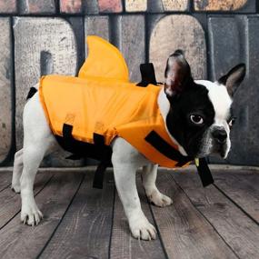 img 2 attached to 🐶 Adjustable Belt Snik-S Dog Life Jacket - Shark Pet Swimming Preserver for Short-Nose Dog Breeds (Pug, Bulldog, Poodle, Bull Terrier, Labrador Retriever)