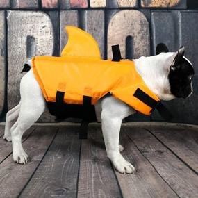 img 3 attached to 🐶 Adjustable Belt Snik-S Dog Life Jacket - Shark Pet Swimming Preserver for Short-Nose Dog Breeds (Pug, Bulldog, Poodle, Bull Terrier, Labrador Retriever)