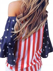 img 3 attached to Women'S USA American Flag Patriotic V-Neck Button 3/4 Bell Sleeve Loose Blouse Shirt Top By Anna-Kaci