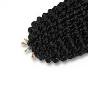 img 2 attached to 12 Inch Short Passion Twist Crochet Hair Extensions Water Wave Bohemian Braids Natural Black (#1B)