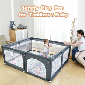 img 1 attached to RAINBEAN Playpen Toddlers Breathable Activity