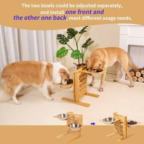 img 2 attached to Adjustable Raised Dog Bowls - 5 Level Wooden Pet Feeding Station For Medium To Large Dogs | FOREYY