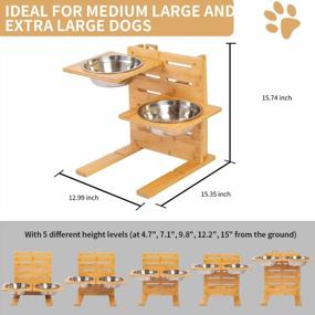 img 3 attached to Adjustable Raised Dog Bowls - 5 Level Wooden Pet Feeding Station For Medium To Large Dogs | FOREYY