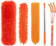 ultimate cleaning companion: 6pcs microfiber feather duster kit with 100 inch extension pole in vibrant orange – perfect for all your cleaning needs! logo