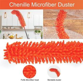 img 2 attached to Ultimate Cleaning Companion: 6PCS Microfiber Feather Duster Kit with 100 Inch Extension Pole in Vibrant Orange – Perfect for All Your Cleaning Needs!