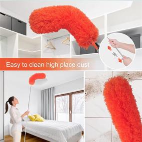 img 3 attached to Ultimate Cleaning Companion: 6PCS Microfiber Feather Duster Kit with 100 Inch Extension Pole in Vibrant Orange – Perfect for All Your Cleaning Needs!