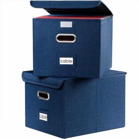 img 4 attached to Organize Your Office Space With PRANDOM Collapsible File Organizer Box - Set Of 2, Royal Blue, Letter Size