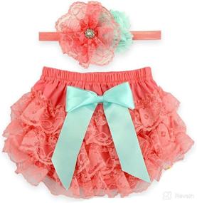 img 4 attached to 👶 TopTim Baby Girl's Bloomer and Headband Set with Lace Diaper Covers