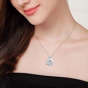 img 3 attached to 925 Sterling Silver Cubic Zirconia Love Heart Necklace For Women - 18"" Engraved