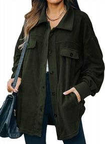 img 4 attached to BLENCOT Women'S Fuzzy Fleece Shacket: Lightweight Button Down Jacket With Long Sleeves And Pockets For Stylish Outerwear