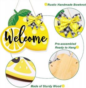 img 1 attached to Lemon Welcome Door Sign Summer Farmhouse Wooden Front Door Hanger, 13.7''X12.5'' Fresh Lemon With Yellow Black White Buffalo Plaid Bowknot, Summer Gift Ideas For Parents, Friends, Teachers