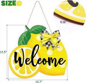 img 2 attached to Lemon Welcome Door Sign Summer Farmhouse Wooden Front Door Hanger, 13.7''X12.5'' Fresh Lemon With Yellow Black White Buffalo Plaid Bowknot, Summer Gift Ideas For Parents, Friends, Teachers