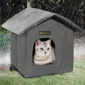 img 4 attached to Rest-Eazzzy Cat House For Outdoor Cats, Weatherproof And Insulated Feral Cat House With Mat And Clip, Easy To Put Together, Selfwarming Cat Shelter For Winter, Never Blow Away (Grey, Canopy House X 1)
