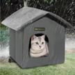 rest-eazzzy cat house for outdoor cats, weatherproof and insulated feral cat house with mat and clip, easy to put together, selfwarming cat shelter for winter, never blow away (grey, canopy house x 1) logo