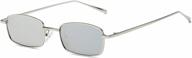 feisedy vintage small rectangle sunglasses: retro trendy square metal frame sun glasses b2295 for women & men logo