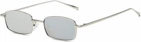 img 4 attached to FEISEDY Винтажные маленькие прямоугольные солнцезащитные очки: ретро модные квадратные солнцезащитные очки в металлической оправе B2295 для женщин и мужчин