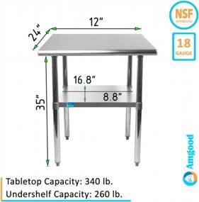 img 2 attached to 12" X 24" AmGood Stainless Steel Work Table Metal Utility Table For Kitchen & Garage Use.