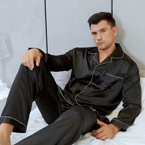 img 1 attached to Mens Silk Satin Pajamas Set - Lonxu Long Sleeve Loungewear Sleepwear S-XXXXL
