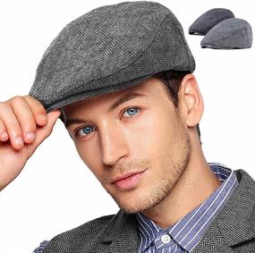 img 1 attached to 2-Pack Adjustable Men'S Newsboy Hats: Flat Cap, Irish Cabbie, Gatsby & Tweed Ivy Styles!