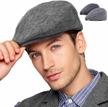 2-pack adjustable men's newsboy hats: flat cap, irish cabbie, gatsby & tweed ivy styles! logo