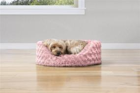 img 2 attached to 🐶 Furhaven Ultra Plush Curly Fur Oval Cuddler Dog Bed - Pink, Small: Removable Washable Cover and Pillow for Dogs and Cats