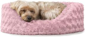 img 4 attached to 🐶 Furhaven Ultra Plush Curly Fur Oval Cuddler Dog Bed - Pink, Small: Removable Washable Cover and Pillow for Dogs and Cats