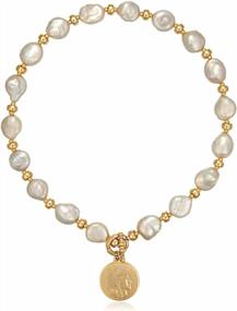 img 4 attached to Women'S Irregular Freshwater Pearl Necklace With Heart/Eyes/Coin Charms - Exquisite Jewelry