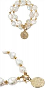 img 1 attached to Women'S Irregular Freshwater Pearl Necklace With Heart/Eyes/Coin Charms - Exquisite Jewelry