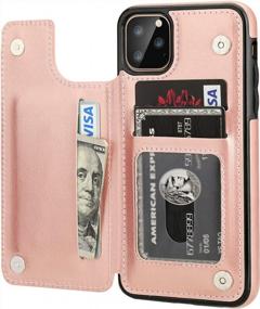 img 4 attached to 📱 Rose Gold iPhone 11 Pro Max Wallet Case - OT ONETOP PU Leather Kickstand Cover with Card Holder, Double Magnetic Clasp, and Shockproof Protection for 6.5 Inch iPhone 11 Pro Max