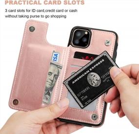 img 1 attached to 📱 Rose Gold iPhone 11 Pro Max Wallet Case - OT ONETOP PU Leather Kickstand Cover with Card Holder, Double Magnetic Clasp, and Shockproof Protection for 6.5 Inch iPhone 11 Pro Max