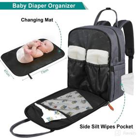 img 1 attached to Waterproof Gray Diaper Bag Backpack - Ideal Travel Baby Bag for Moms and Dads