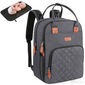 img 4 attached to Waterproof Gray Diaper Bag Backpack - Ideal Travel Baby Bag for Moms and Dads