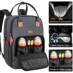 img 2 attached to Waterproof Gray Diaper Bag Backpack - Ideal Travel Baby Bag for Moms and Dads