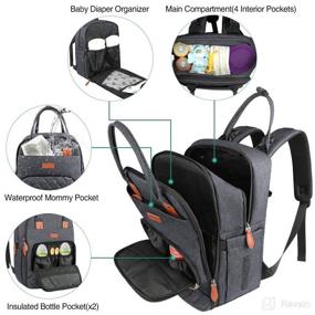 img 3 attached to Waterproof Gray Diaper Bag Backpack - Ideal Travel Baby Bag for Moms and Dads