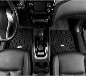 img 3 attached to 🚗 Premium Custom Fit TPE All Weather Floor Mats for 2021 2022 Nissan Rogue - 3W Floor Liner, Black - 1st and 2nd Row Protective Car Mats