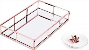 img 4 attached to Add Glam To Your Vanity With EZDC'S Rose Gold Mirror Tray And Ring Dish Set