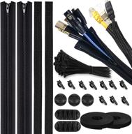 🔌 121pcs-black cable management kit - efficient pc wire organizer for desk/computer/monitor/tv cables - power/video/usb cord management - desk cord holders & cable holder clips logo